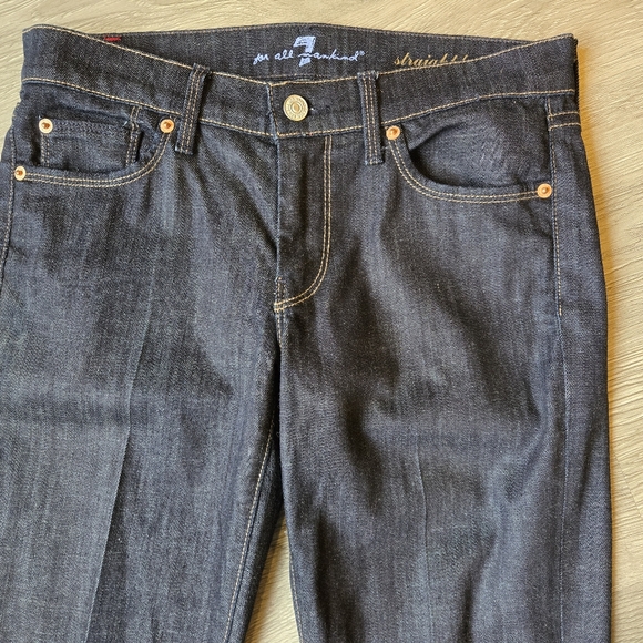 7 for All Mankind Dark Wash Straight Leg Jeans - Size 27 - Picture 2 of 8